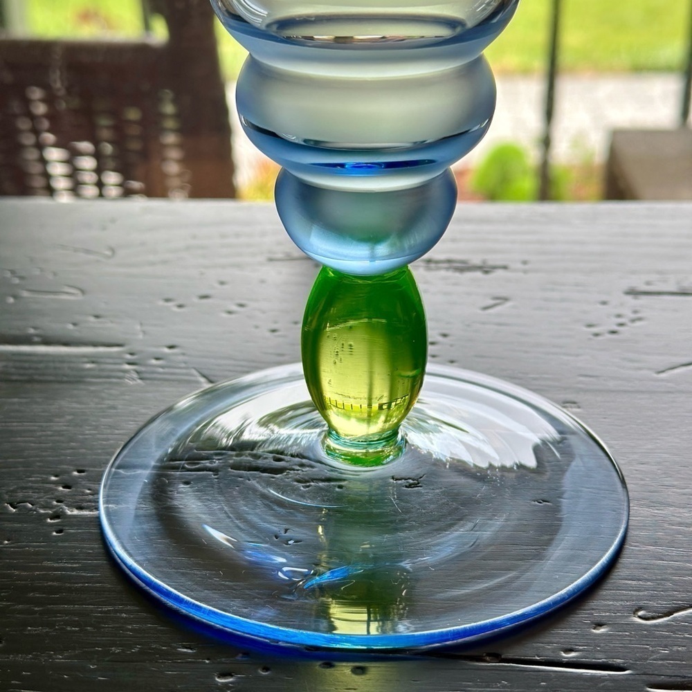 MURANO GLASS, COLORFUL VASE IN LIGHT BLUE WITH FROSTED EFFECT. URANIUM GLASS - Picture 3 of 12